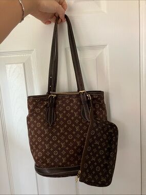 Louis Vuitton Monogram PM Mini Lin Bucket with Detachable Pouch